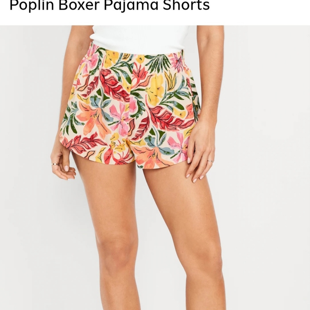 Old Navy Red and Pink Poplin Pajama Shorts